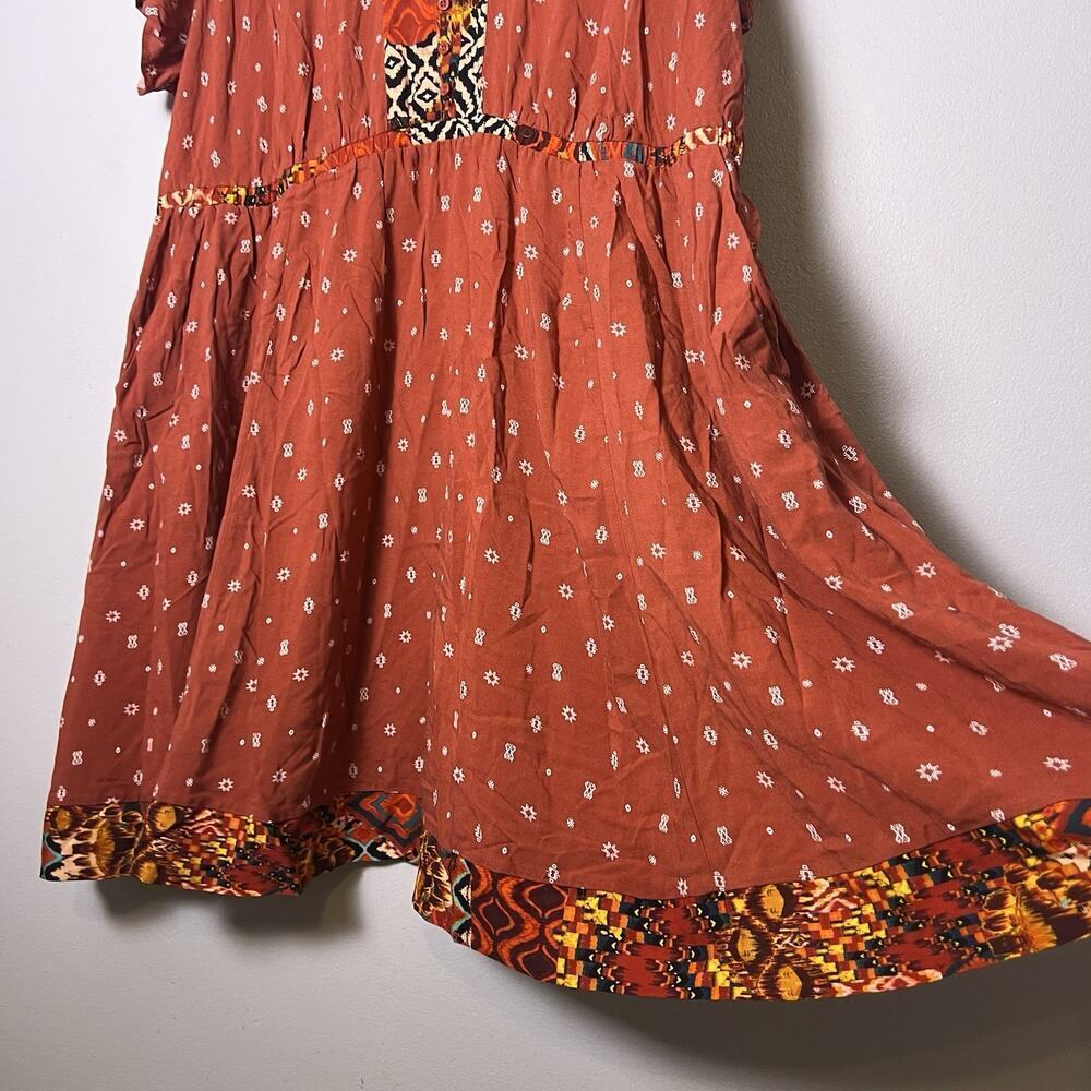 Torrid NWT Mini Challis Boarder Skater Dress Size 3X V-Neck Pockets Boho Tribal - Picture 7 of 16